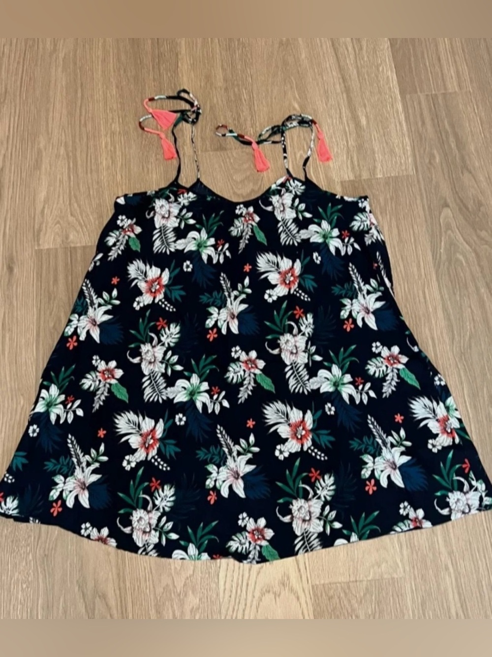 XL Womens SPIAGGIA DOLCE Tropical Floral Cover-up Summer Tank Top Dress Hawaiian